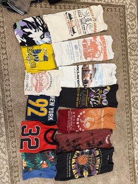 Abercrombie & Fitch White Graphic Kids Tee with Orange & Black Print